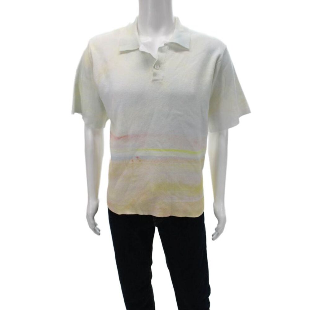 Krost Mens Polo Multicolor Graphic Cotton Short Sleeve Size L